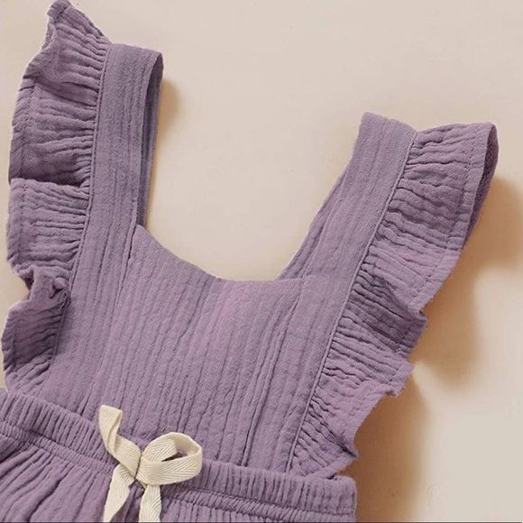 Baby Girl Ruffled Sleeveless Romper backless - Picture 5 of 8